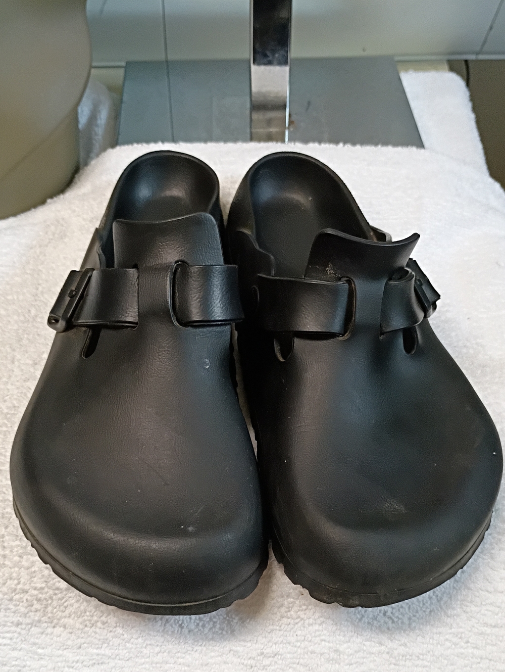 Birkenstock Black Slip-On Clogs with Adjustable Buckle